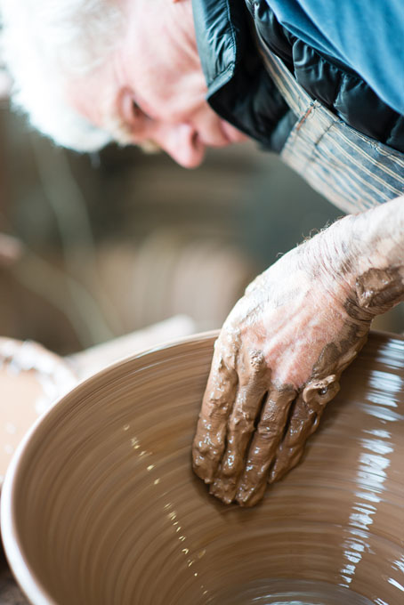 Clive Bowen in his pottery 2016